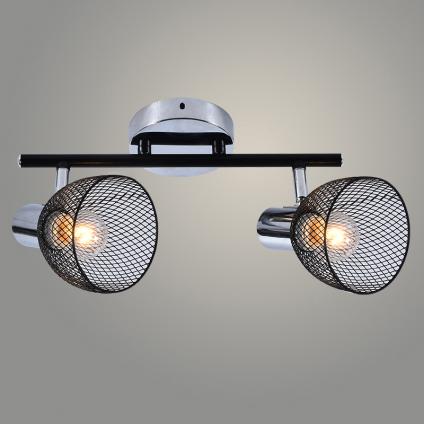 Спот DA5929/2 BK+CR черный/хром 2x40W E14 h195, HN22